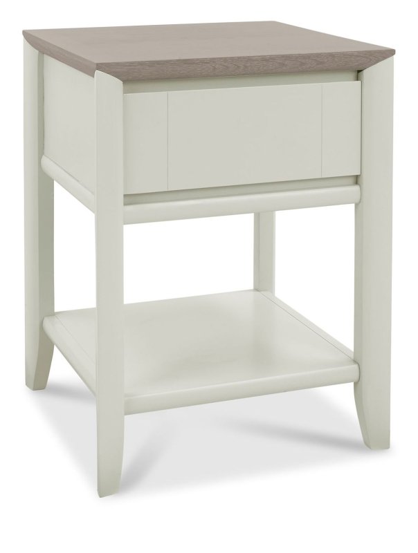 Bergen Grey Washed Oak & Soft Grey Lamp Table with Drawer