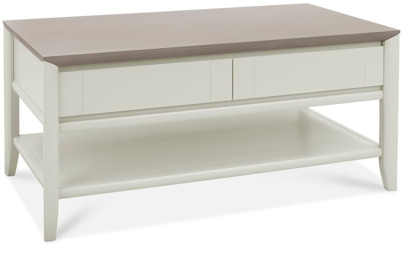 Bergen Grey Washed Oak & Soft Grey Coffee Table with Drawer