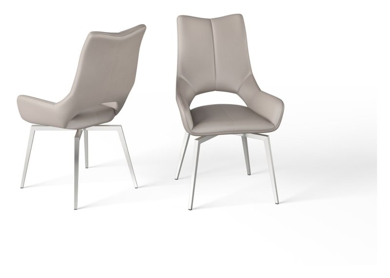Spinello Taupe Faux Leather Dining Chairs (Set of 2)