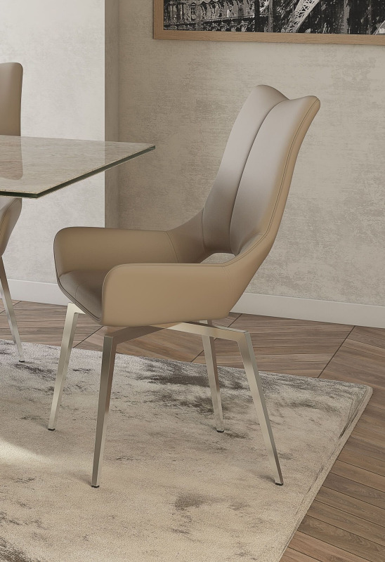 Spinello Taupe Faux Leather Dining Chairs Set of 2 Belgica Furniture