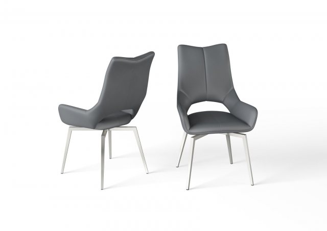 Spinello Grey Faux Leather Dining Chairs (Set of 2)
