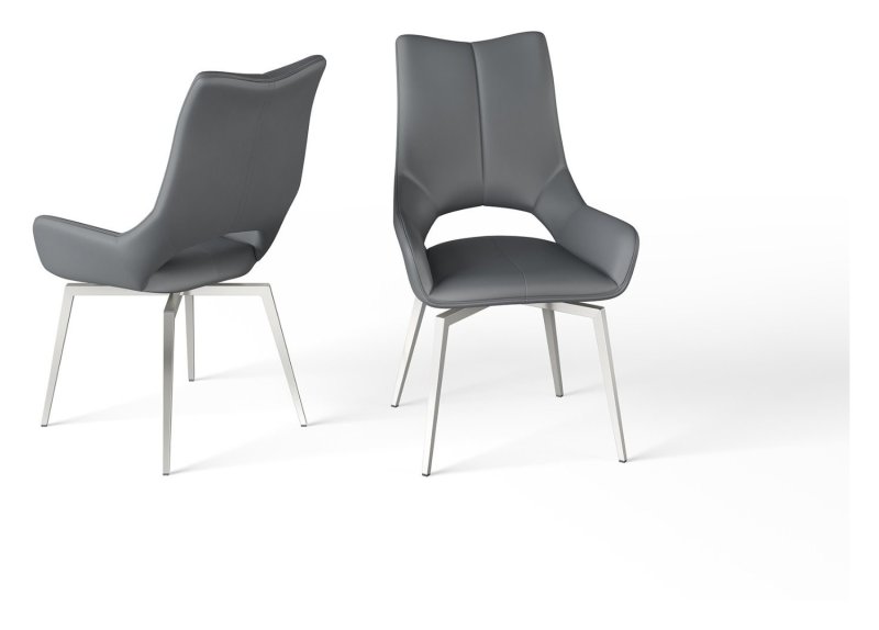 Spinello Grey Faux Leather Dining Chairs (Set of 2)