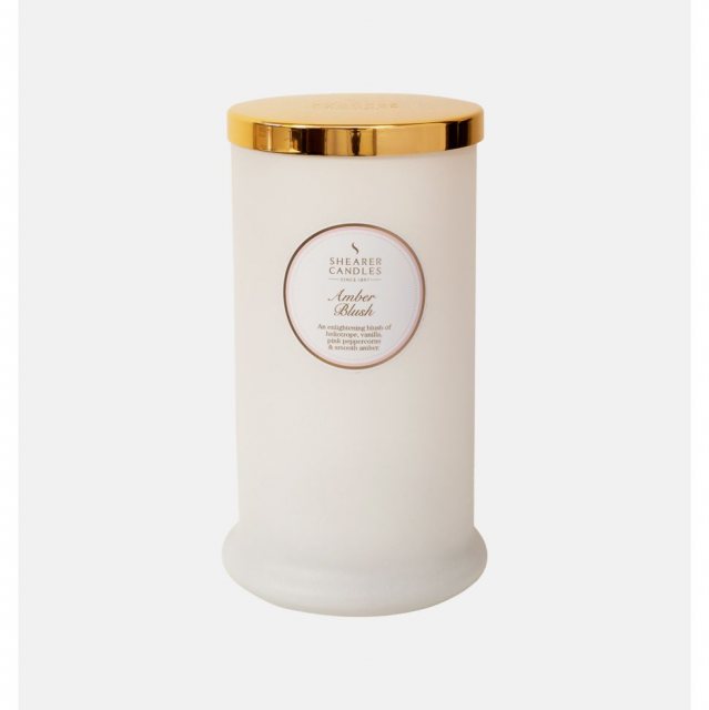 Amber Blush Tall Pillar Jar Candle by Shearer Candles