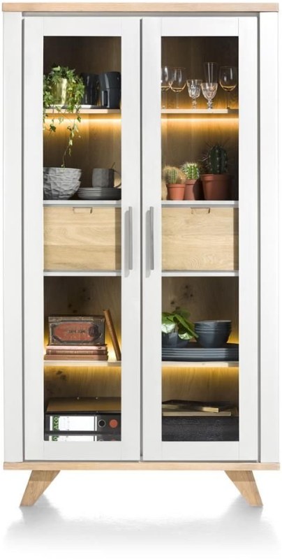 Jardin Glass Cabinet with LED (White) by Habufa