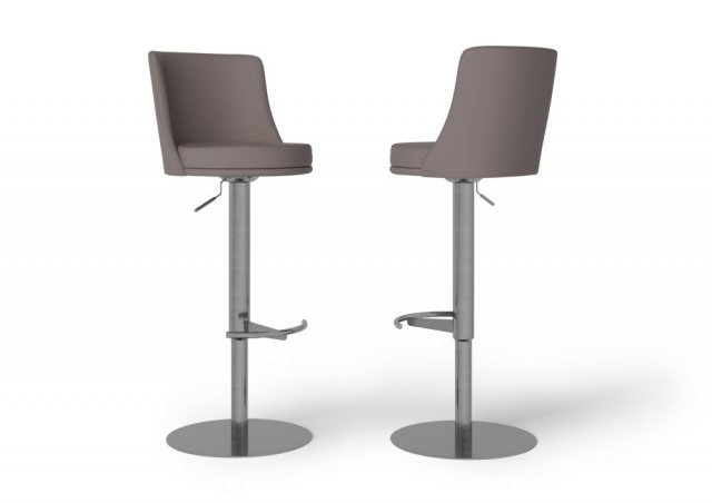 Bruno Taupe Faux Leather Bar Stools (Set of 2)