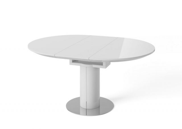 Romeo 120 160cm Round Extending Dining, White Frosted Glass Extending Dining Table