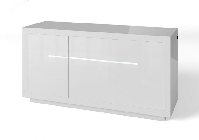 Monte Carlo White 3 Door Sideboard with LED Lighting