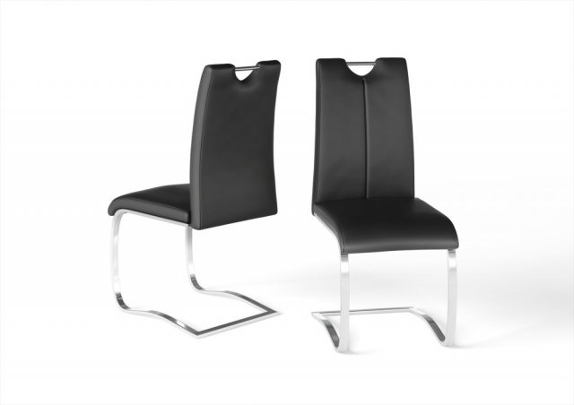 Gabi Pair of Black Faux Leather Dining Chairs li