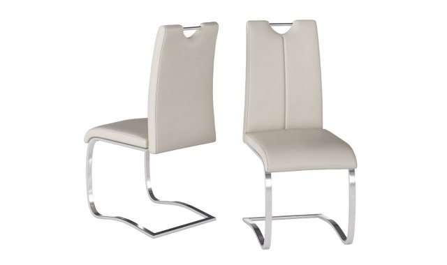Gabi Taupe Cream Leather Dining Chairs, Grey Faux Leather Dining Chairs Set Of 4