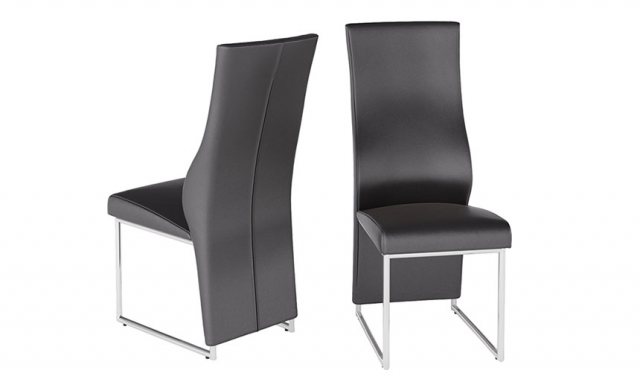 Remo Black Faux Leather Dining Chairs, Modern Black Faux Leather Dining Chairs