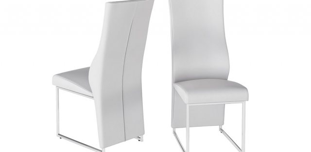 Remo White Faux Leather Dining Chairs, White High Back Faux Leather Dining Chairs