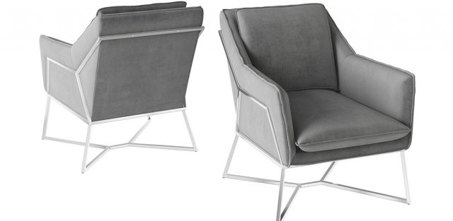 Lara Silver Grey Velvet Lounge Chair
