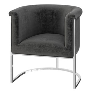 Martina Dark Grey Velvet Lounge Chair by Torelli