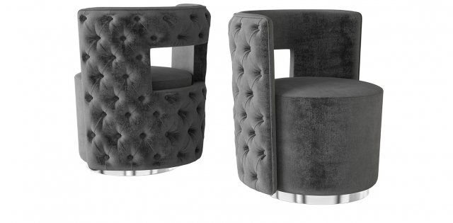 Tamara Dark Grey Velvet Swivel Lounge Chair
