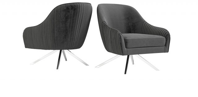 Bianca Dark Grey Velvet Swivel Lounge Chair