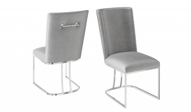 Ivana Silver Grey Velvet Dining Chairs, Silver Dining Chairs Set Of 4