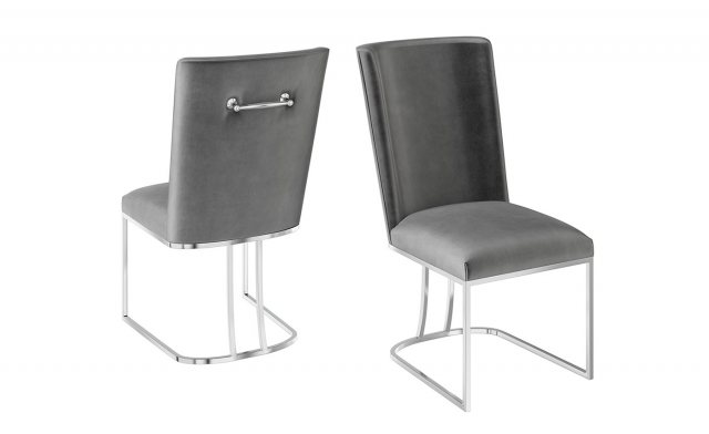 Ivana Dark Grey Velvet Dining Chairs (Set of 2)