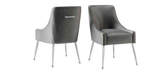 Claudia Dark Grey Velvet Dining Chairs (Set of 2)