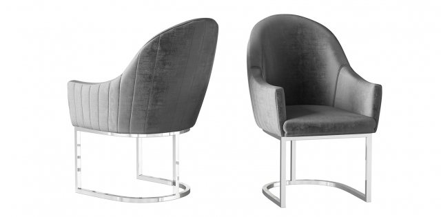 Viola Dark Grey Velvet Dining Chairs (Set of 2)