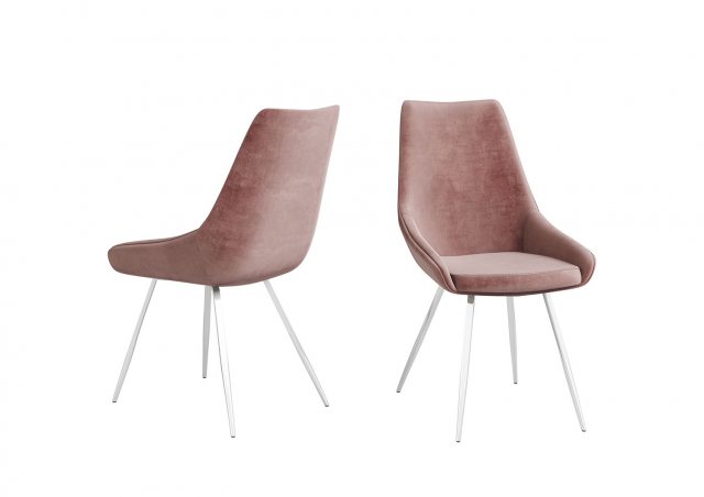 Lanna Pink Velvet Dining Chairs (Set of 2) y Argento