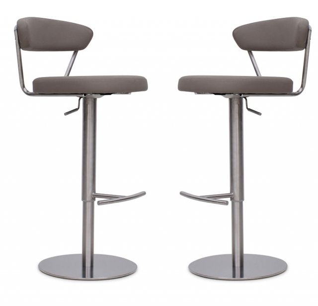 Gino Taupe Faux Leather Bar Stools (Set of 2)