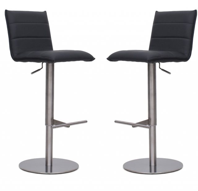 Riva Grey Faux Leather Bar Stools (Set of 2)