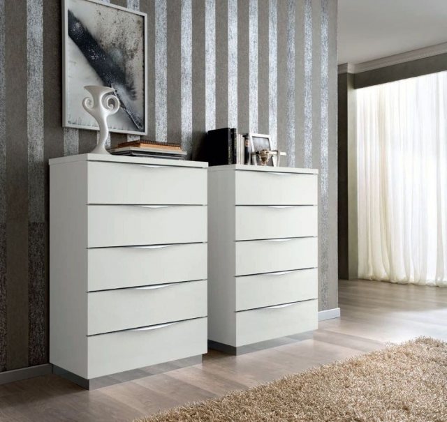 Onda White 5 Drawer Tall Chest by Camel Group