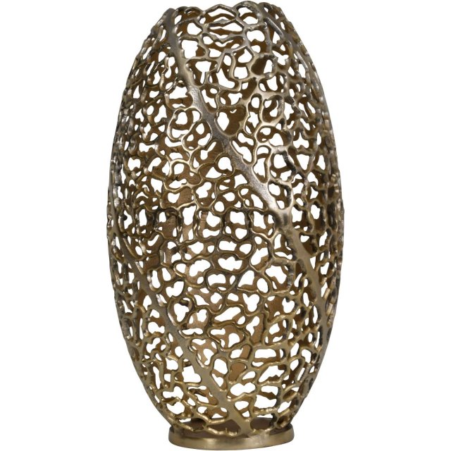 Aussie Gold Coral Aluminium Barrel Vase 26x48cm by Libra
