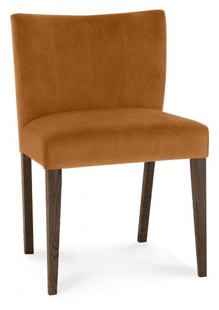 Turin Dark Oak Low Back Upholstered Harvest Pumpkin Velvet Chairs