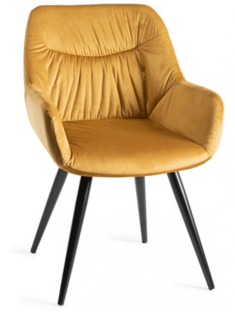 Dali Dining Chair (Mustard Velvet) by Bentley Designs