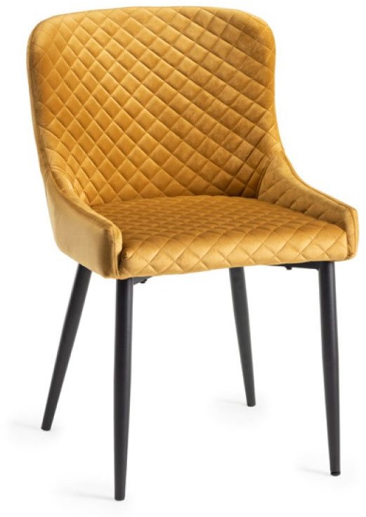 Cezanne Dining Chair (Mustard Velvet) by Bentley Designs