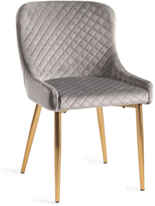 Cezanne Dining Chairs (Grey Velvet / Matt Gold Leg)