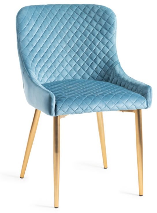Cezanne Dining Chairs (Petrol Blue Velvet / Matt Gold Leg)