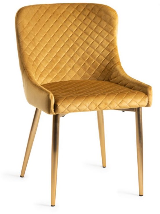Cezanne Dining Chairs (Mustard Velvet / Matt Gold Leg)