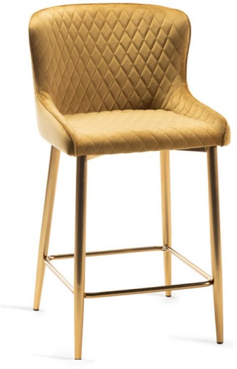 Cezanne Bar Stools (Mustard Velvet / Matt Gold Leg)