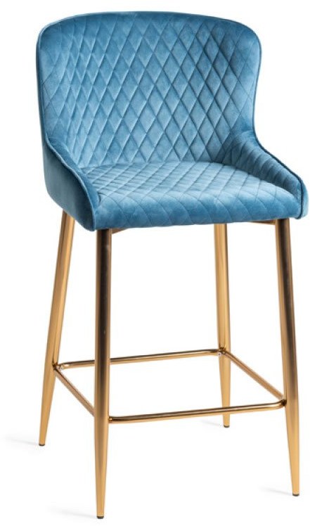 Cezanne Bar Stools (Petrol Blue Velvet / Matt Gold Leg)