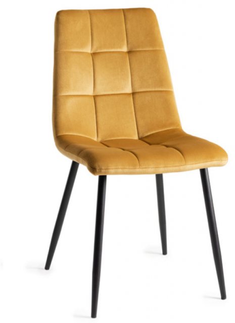 Loft Dining Chair (Mustard Velvet) by Bentley Designs