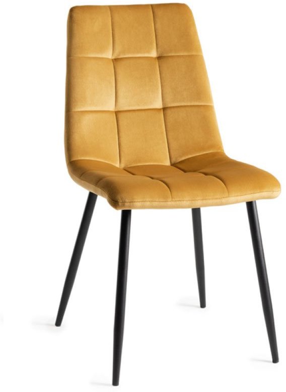 Loft Dining Chair (Mustard Velvet) by Bentley Designs