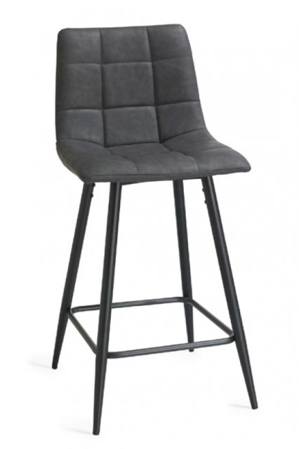 Loft Bar Stool (Dark Grey Faux Leather) by Bentley Designs