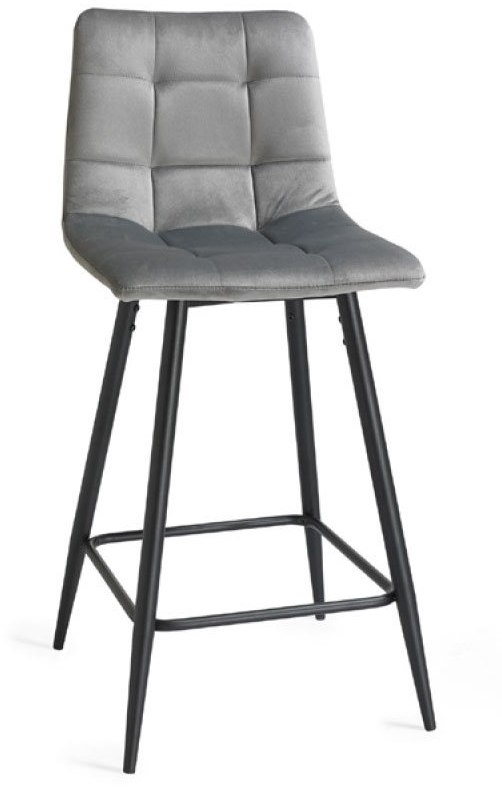 Loft Bar Stool (Grey Velvet) by Bentley Designs