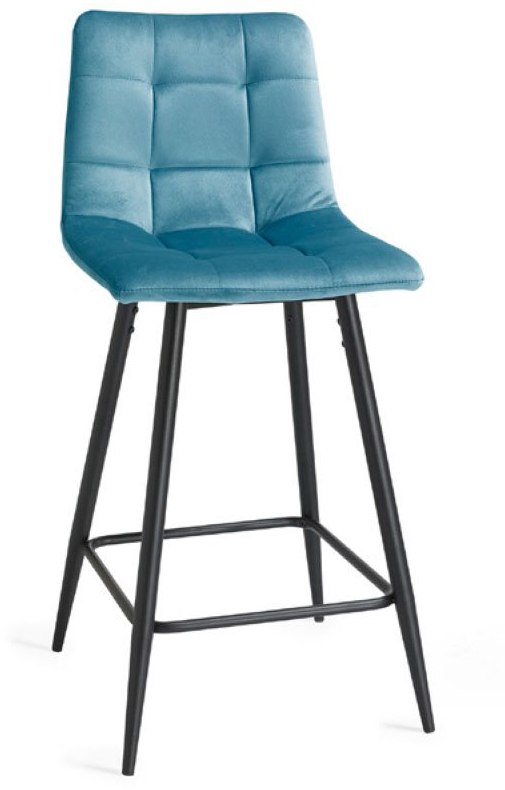 Loft Bar Stool(Petrol Blue Velvet) by Bentley Designs