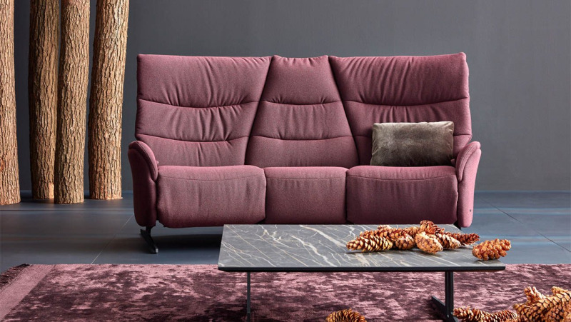Azure Curved Trapezoidal Manual Recliner Sofa (4080-70H) by Himolla