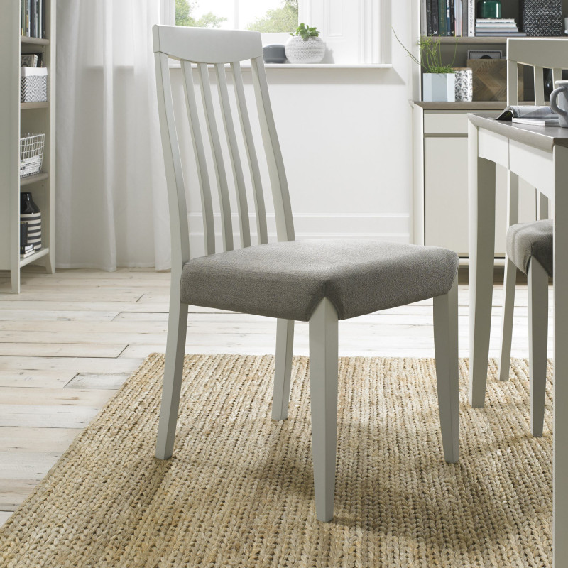 Bergen Grey Washed Slat Back Chair - Titanium Fabric (Sold in Pairs)