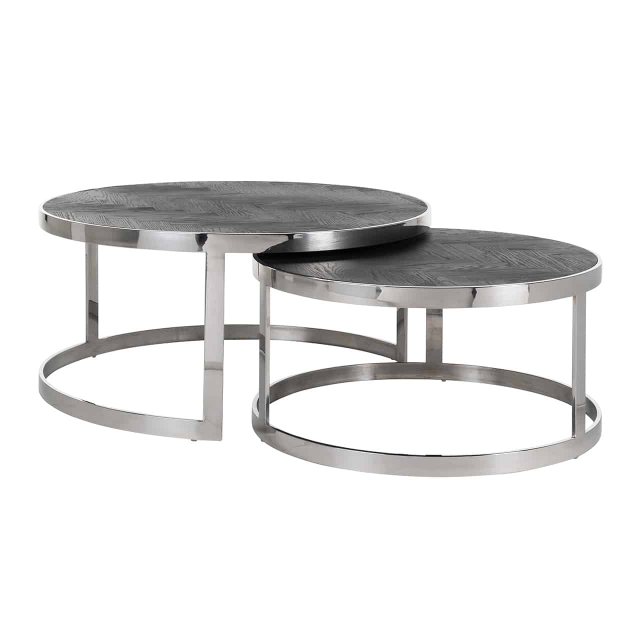 Blackbone Nest of 2 Coffee Tables (Silver Collection) by Richmond Interiors