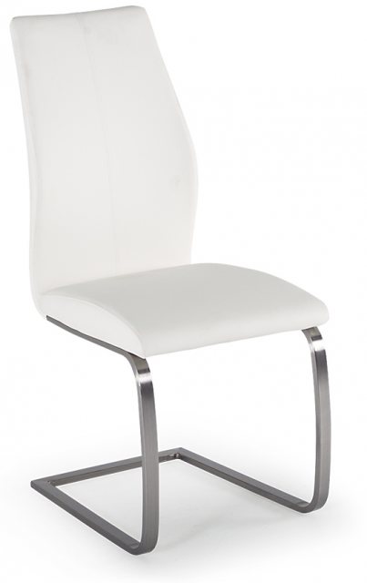 Irma Dining Chair (White & Brushed Steel)