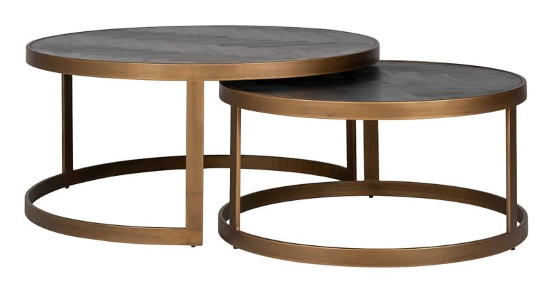 Blackbone Nest of 2 Coffee Tables (Brass Collection) by Richmond Interiors