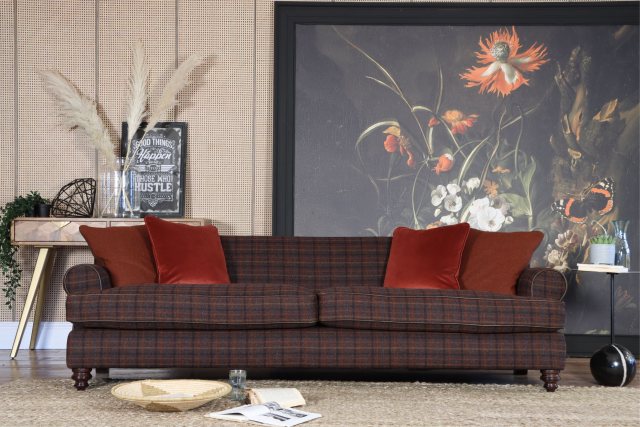 Nevis Grand Sofa (Harris Tweed with Hide Piping) by Tetrad Harris Tweed