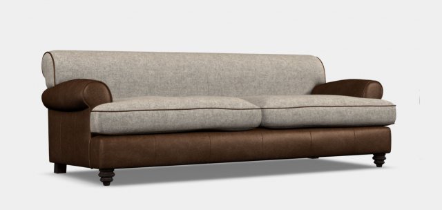 Nevis Midi Sofa (Hide with Harris Tweed Seat & Back Cushions) by Tetrad Harris Tweed