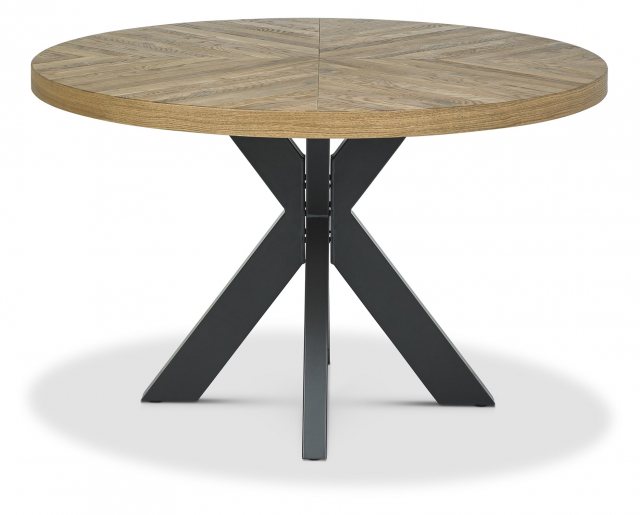 Ellipse Rustic Oak 125cm Round Dining, Rustic Round Dining Tables For 6