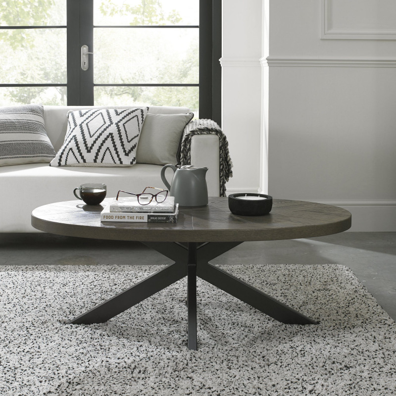 Ellipse Fumed Oak Oval Coffee Table